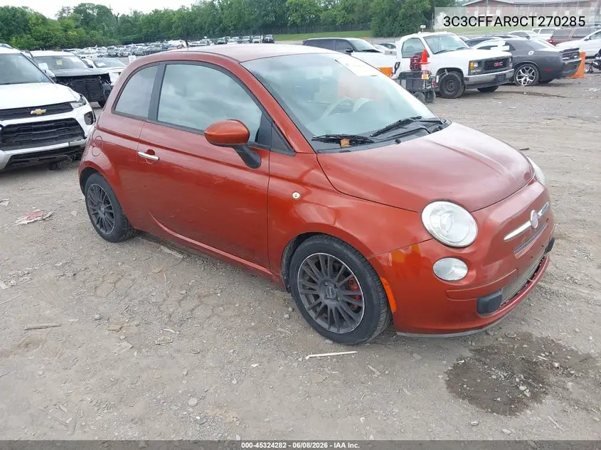 2012 Fiat 500 Pop VIN: 3C3CFFAR9CT270285 Lot: 45324282