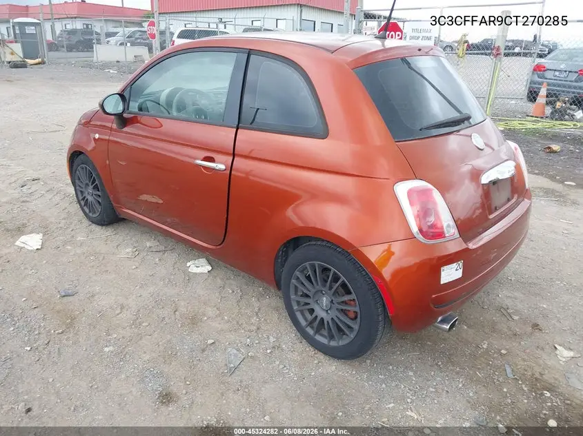 2012 Fiat 500 Pop VIN: 3C3CFFAR9CT270285 Lot: 45324282