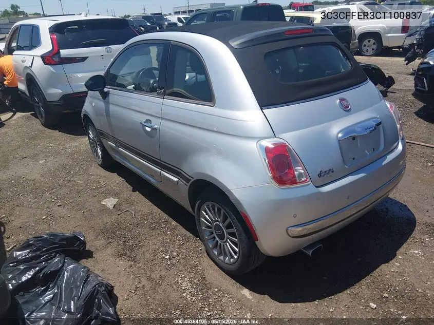 2012 Fiat 500C Lounge VIN: 3C3CFFER3CT100837 Lot: 45364105