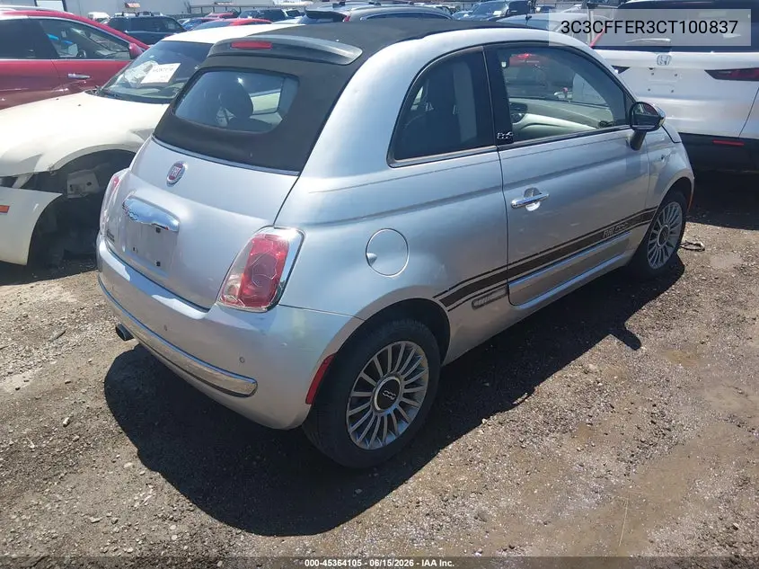 2012 Fiat 500C Lounge VIN: 3C3CFFER3CT100837 Lot: 45364105