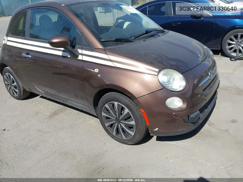 2012 Fiat 500 Pop VIN: 3C3CFFAR8CT330640 Lot: 45381412