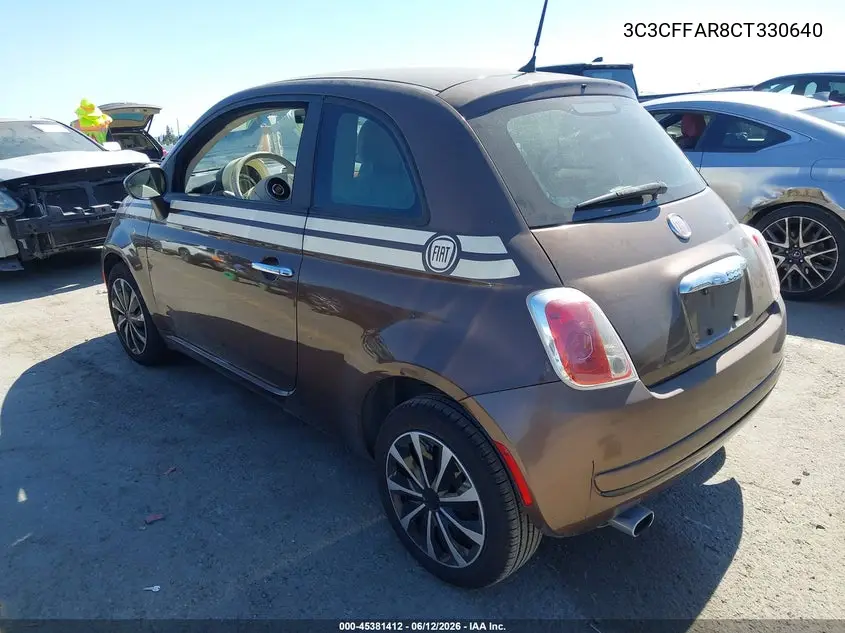 2012 Fiat 500 Pop VIN: 3C3CFFAR8CT330640 Lot: 45381412