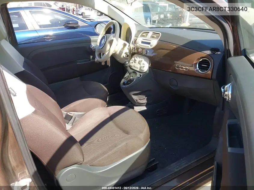 2012 Fiat 500 Pop VIN: 3C3CFFAR8CT330640 Lot: 45381412