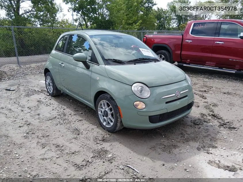 2012 Fiat 500 Pop VIN: 3C3CFFAR0CT354978 Lot: 45411800