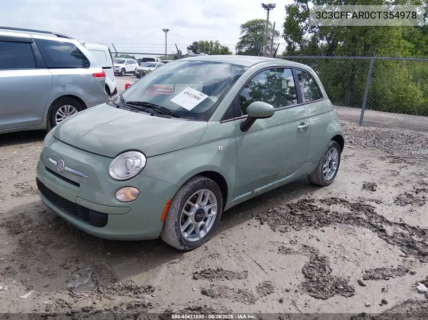 2012 Fiat 500 Pop VIN: 3C3CFFAR0CT354978 Lot: 45411800