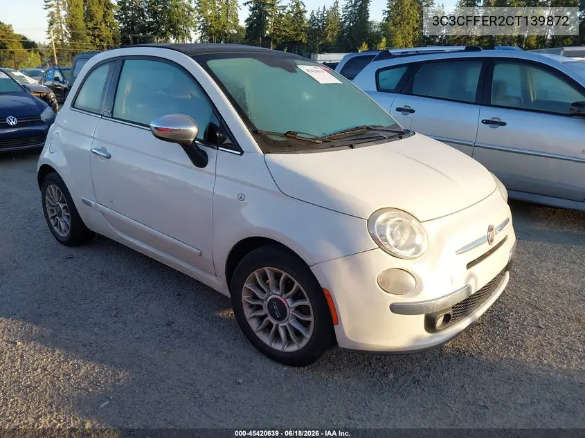 2012 Fiat 500C Lounge VIN: 3C3CFFER2CT139872 Lot: 45420639