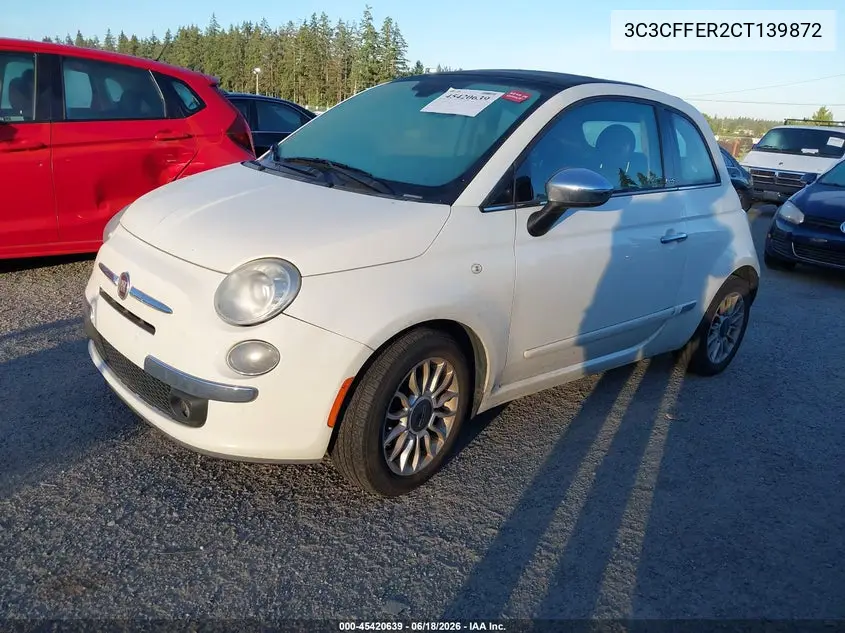 2012 Fiat 500C Lounge VIN: 3C3CFFER2CT139872 Lot: 45420639