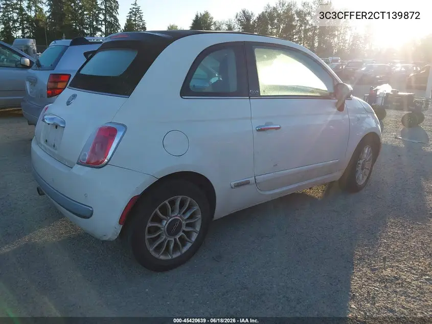 2012 Fiat 500C Lounge VIN: 3C3CFFER2CT139872 Lot: 45420639