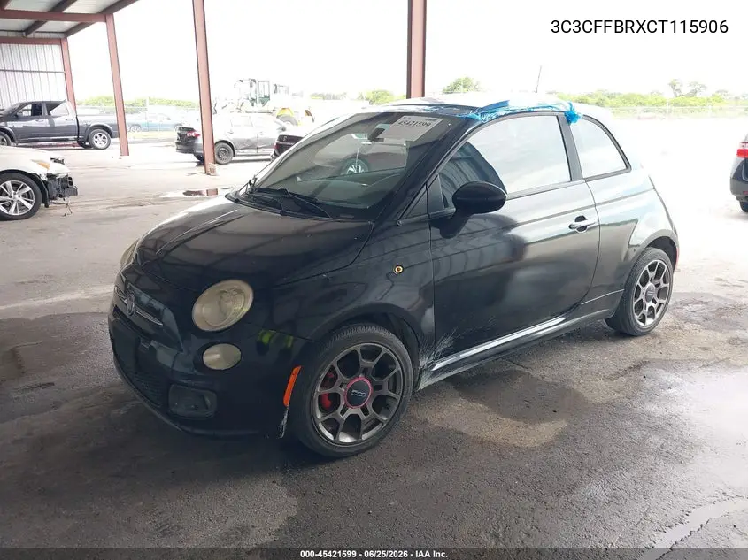 2012 Fiat 500 Sport VIN: 3C3CFFBRXCT115906 Lot: 45421599