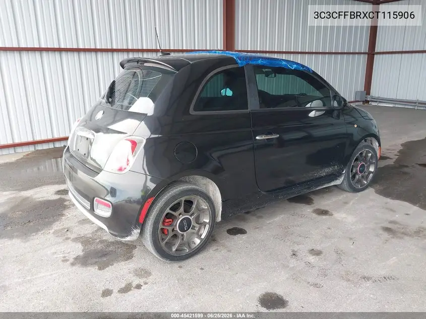 2012 Fiat 500 Sport VIN: 3C3CFFBRXCT115906 Lot: 45421599