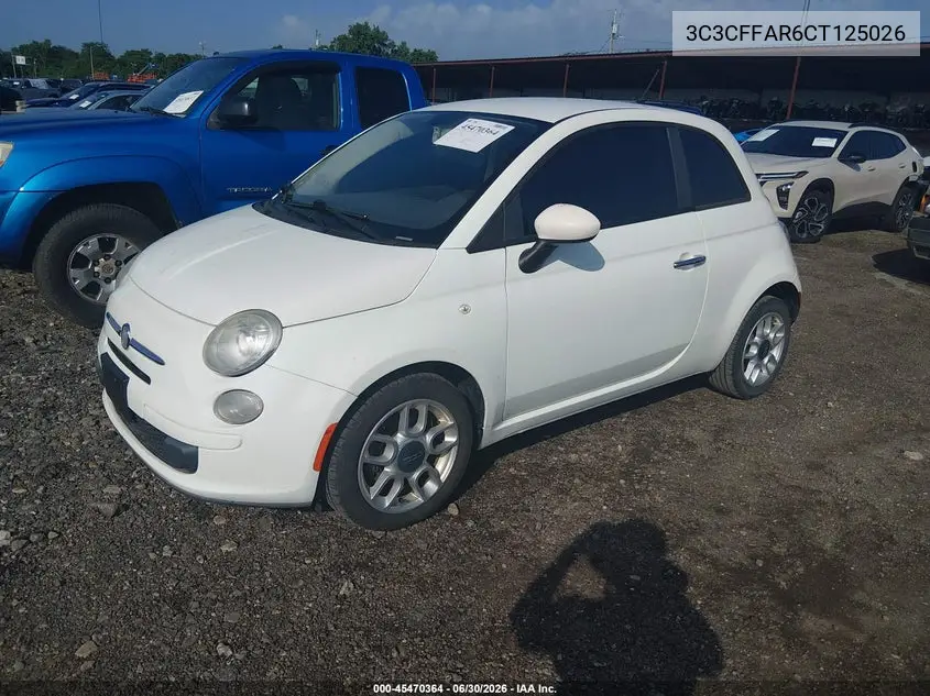 2012 Fiat 500 Pop VIN: 3C3CFFAR6CT125026 Lot: 45470364