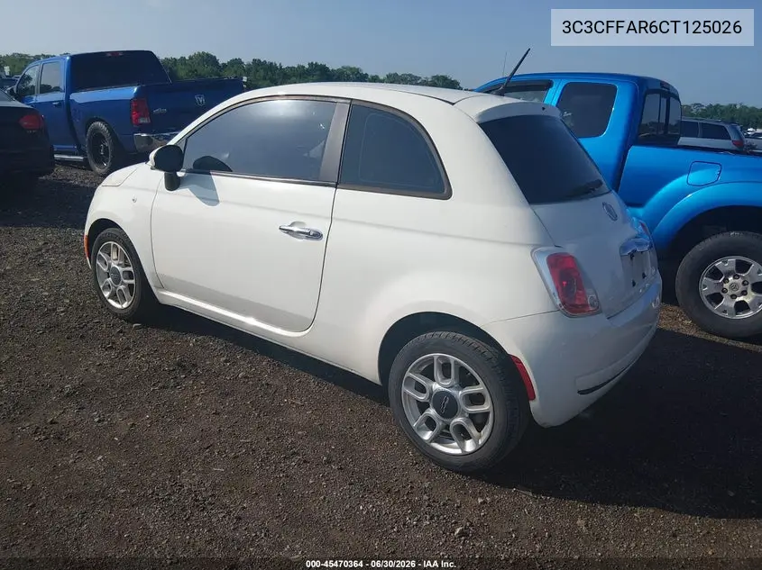 2012 Fiat 500 Pop VIN: 3C3CFFAR6CT125026 Lot: 45470364