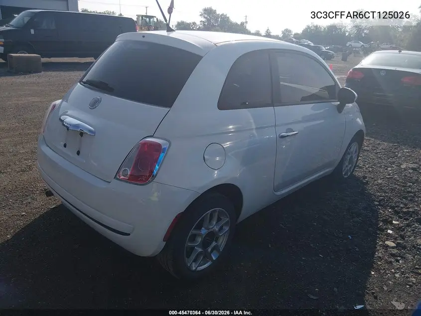 2012 Fiat 500 Pop VIN: 3C3CFFAR6CT125026 Lot: 45470364