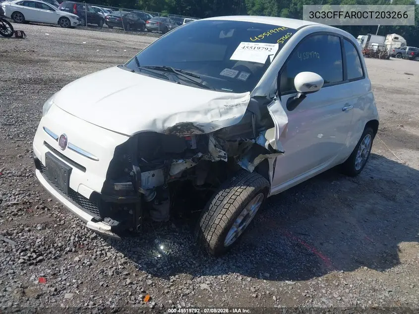 2012 Fiat 500 Pop VIN: 3C3CFFAR0CT203266 Lot: 45519792