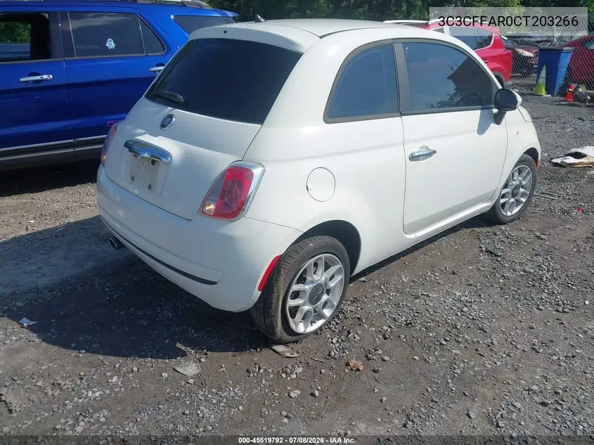 2012 Fiat 500 Pop VIN: 3C3CFFAR0CT203266 Lot: 45519792