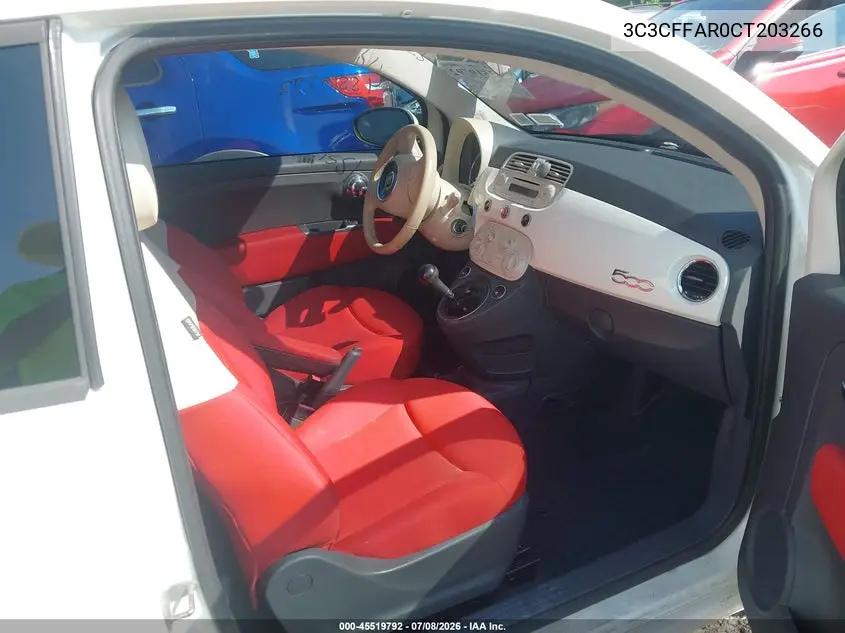 2012 Fiat 500 Pop VIN: 3C3CFFAR0CT203266 Lot: 45519792