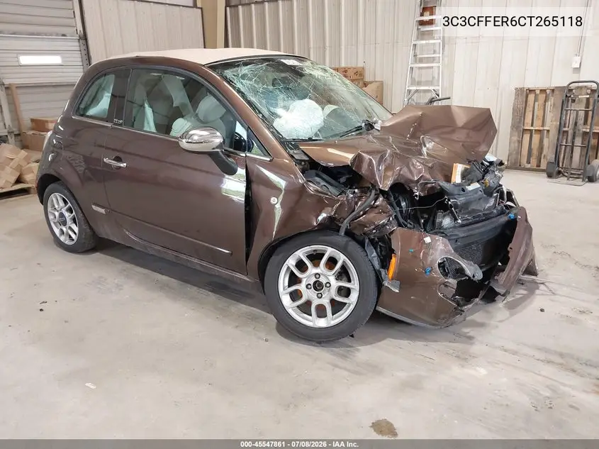 2012 Fiat 500C Lounge VIN: 3C3CFFER6CT265118 Lot: 45547861