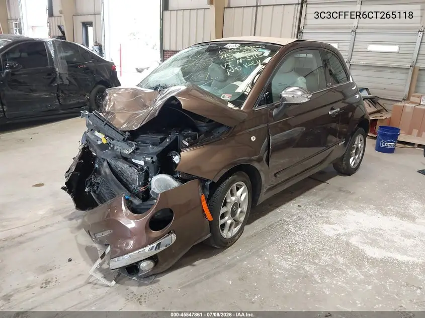 2012 Fiat 500C Lounge VIN: 3C3CFFER6CT265118 Lot: 45547861