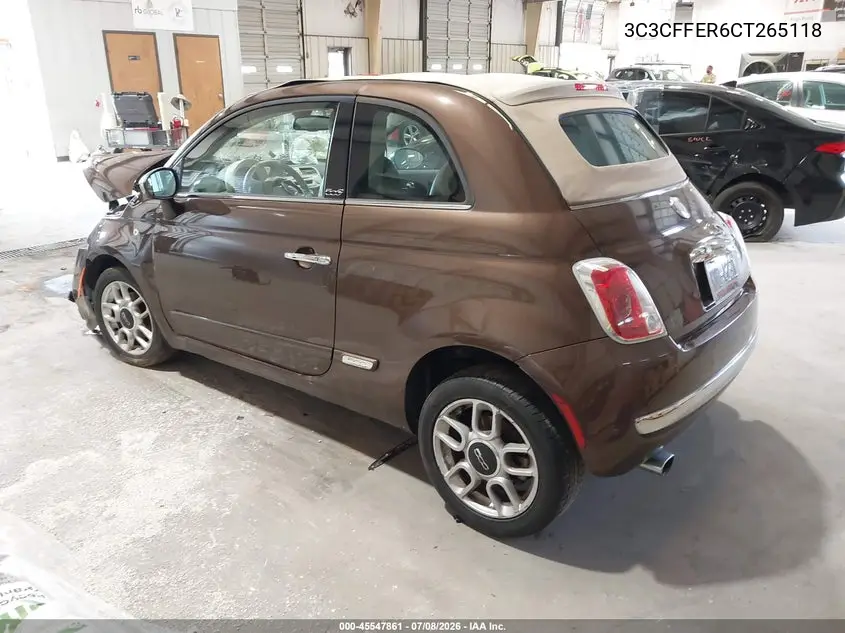 2012 Fiat 500C Lounge VIN: 3C3CFFER6CT265118 Lot: 45547861