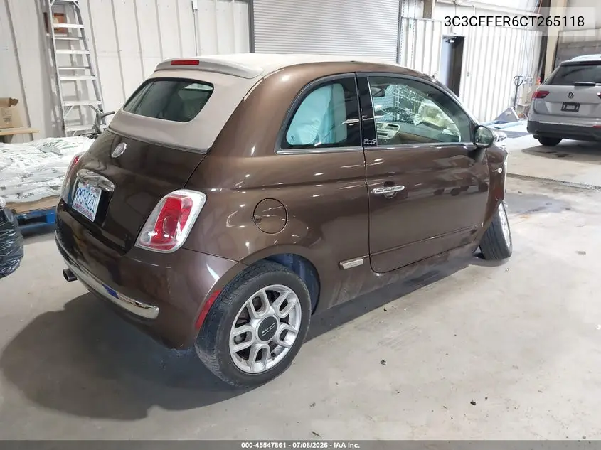 2012 Fiat 500C Lounge VIN: 3C3CFFER6CT265118 Lot: 45547861