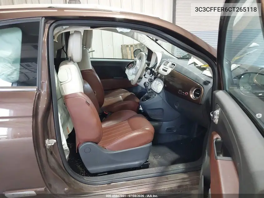 2012 Fiat 500C Lounge VIN: 3C3CFFER6CT265118 Lot: 45547861
