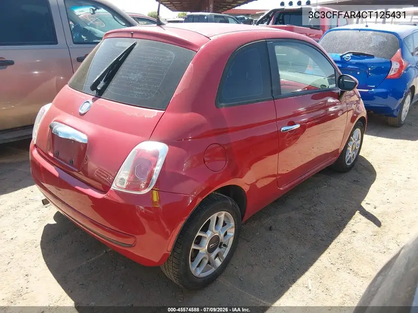 2012 Fiat 500 Pop VIN: 3C3CFFAR4CT125431 Lot: 45574588
