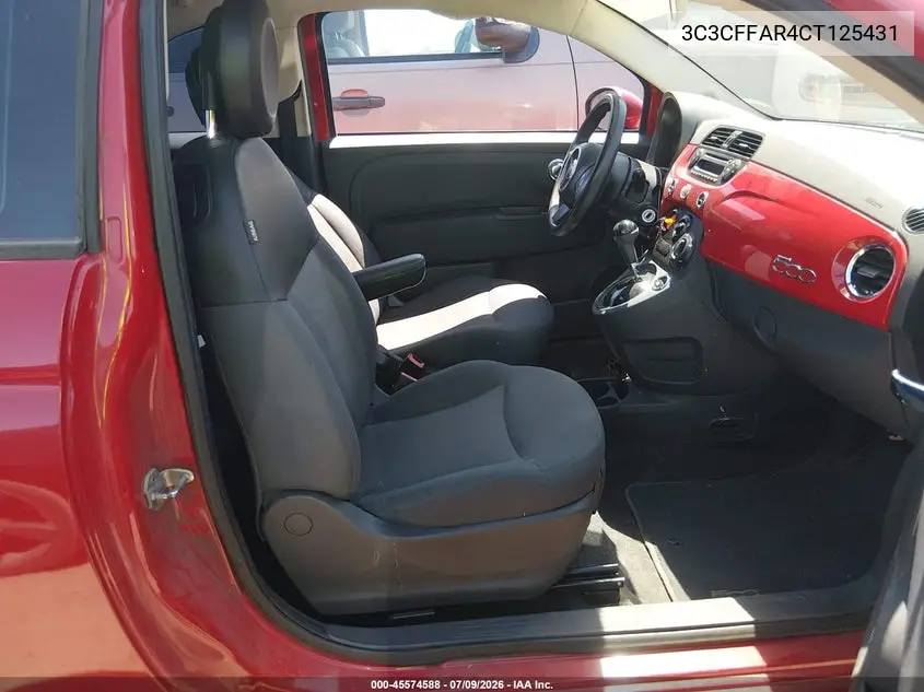 2012 Fiat 500 Pop VIN: 3C3CFFAR4CT125431 Lot: 45574588