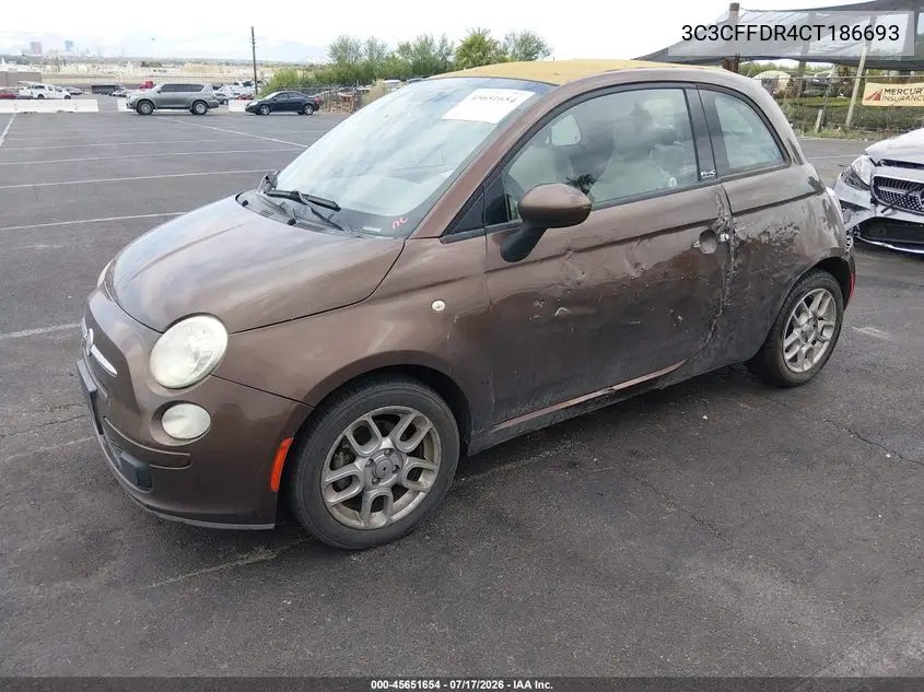 2012 Fiat 500C Pop VIN: 3C3CFFDR4CT186693 Lot: 45651654