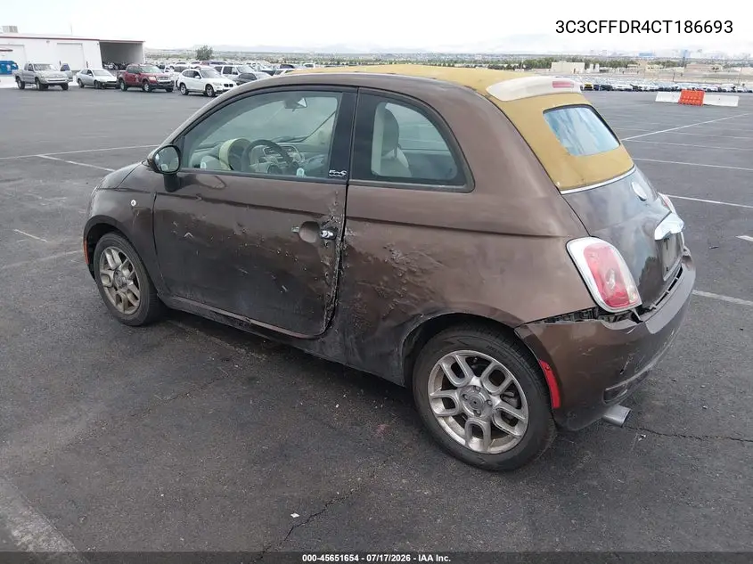 2012 Fiat 500C Pop VIN: 3C3CFFDR4CT186693 Lot: 45651654