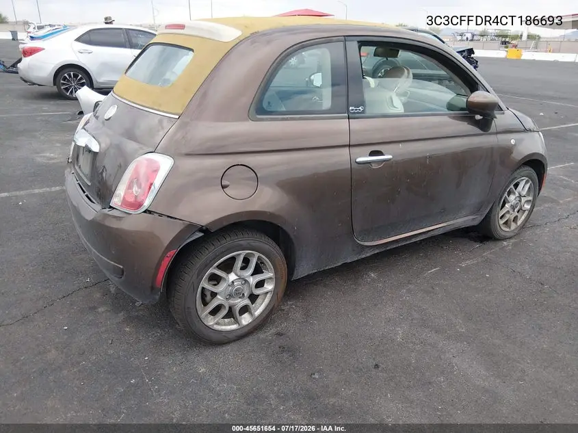2012 Fiat 500C Pop VIN: 3C3CFFDR4CT186693 Lot: 45651654