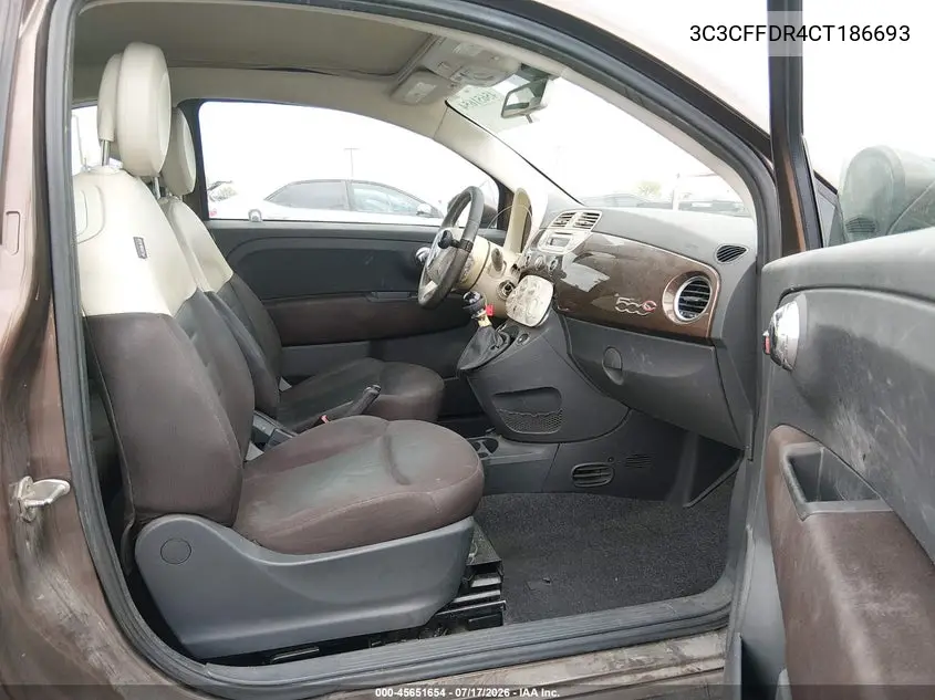2012 Fiat 500C Pop VIN: 3C3CFFDR4CT186693 Lot: 45651654