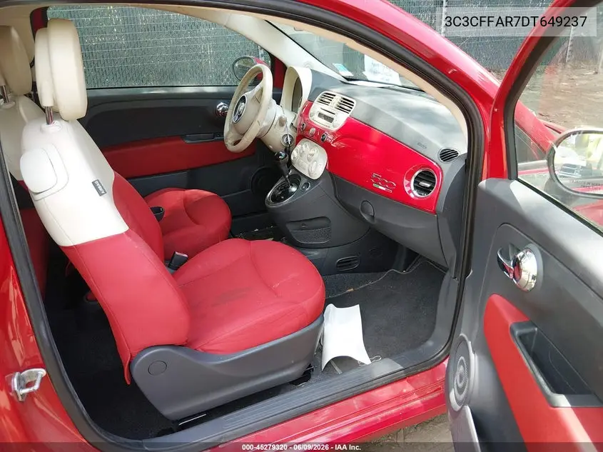 2013 Fiat 500 Pop VIN: 3C3CFFAR7DT649237 Lot: 45279320
