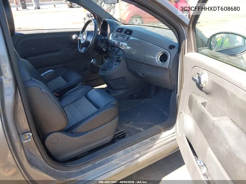 2013 Fiat 500 Turbo VIN: 3C3CFFHHXDT608680 Lot: 45311837