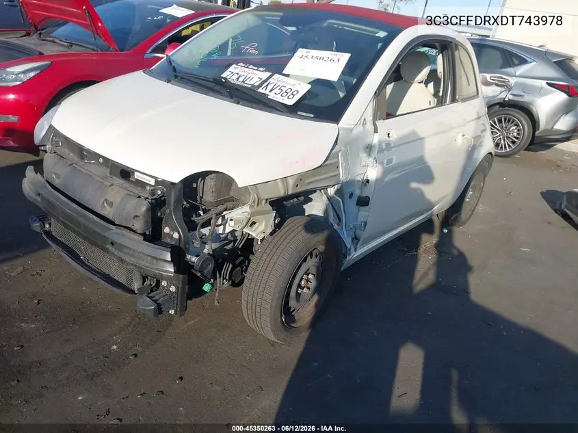 2013 Fiat 500C Pop VIN: 3C3CFFDRXDT743978 Lot: 45350263