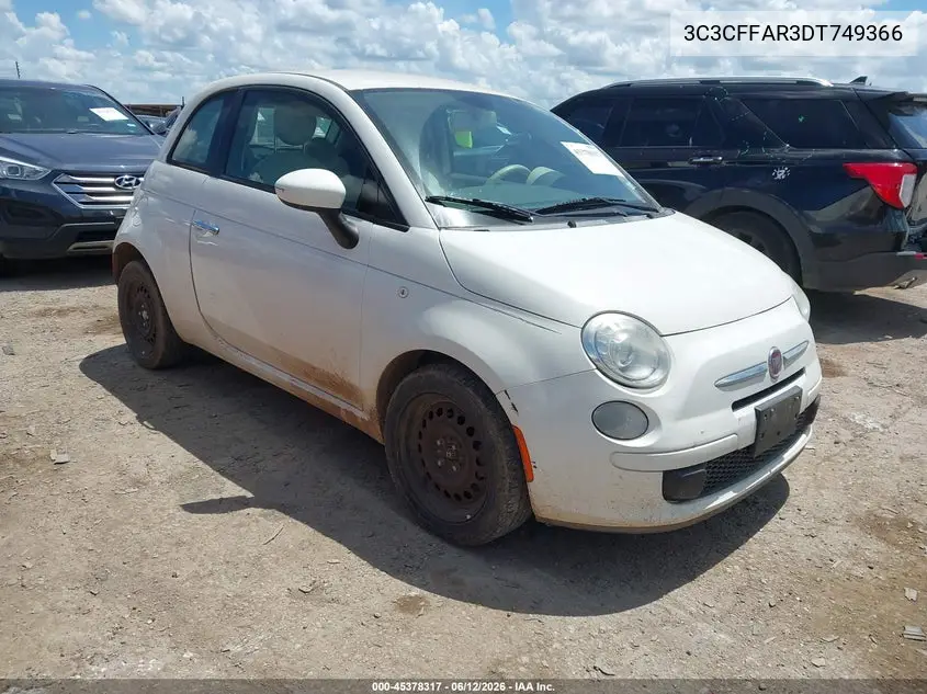 2013 Fiat 500 Pop VIN: 3C3CFFAR3DT749366 Lot: 45378317