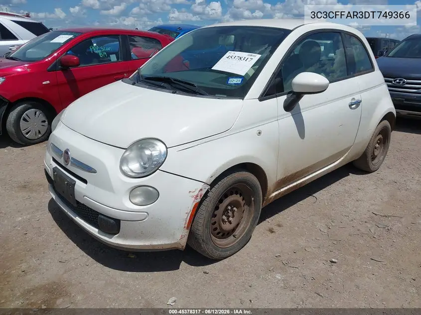 2013 Fiat 500 Pop VIN: 3C3CFFAR3DT749366 Lot: 45378317