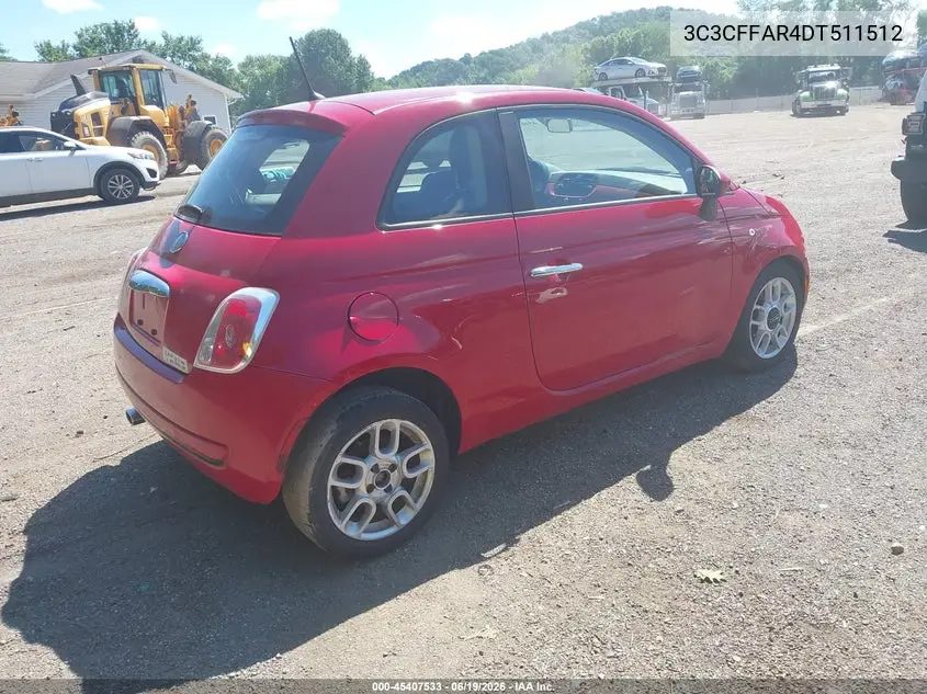 2013 Fiat 500 Pop VIN: 3C3CFFAR4DT511512 Lot: 45407533