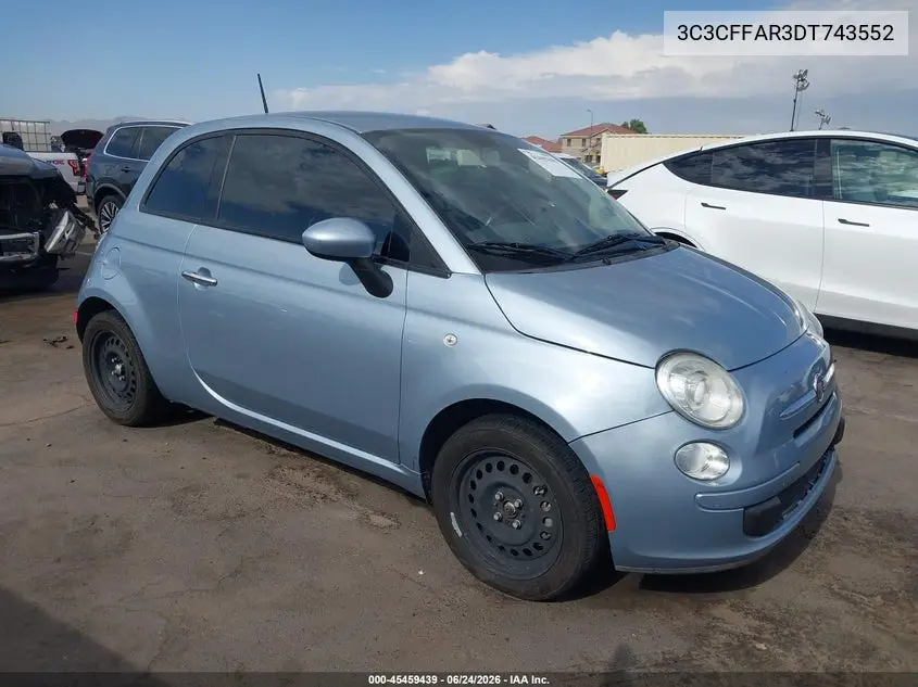 2013 Fiat 500 Pop VIN: 3C3CFFAR3DT743552 Lot: 45459439