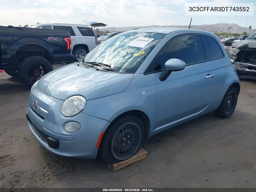 2013 Fiat 500 Pop VIN: 3C3CFFAR3DT743552 Lot: 45459439