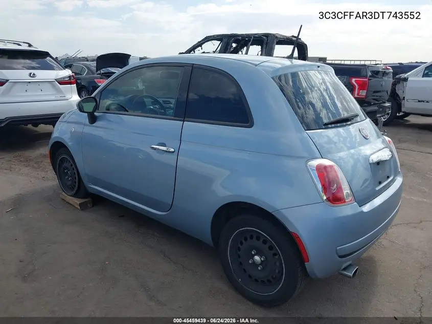 2013 Fiat 500 Pop VIN: 3C3CFFAR3DT743552 Lot: 45459439