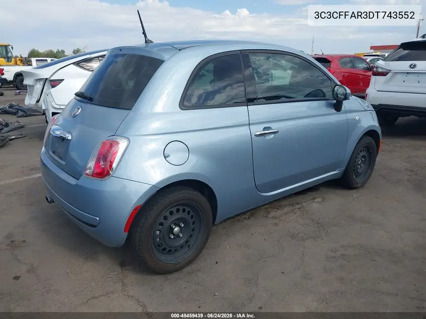 2013 Fiat 500 Pop VIN: 3C3CFFAR3DT743552 Lot: 45459439