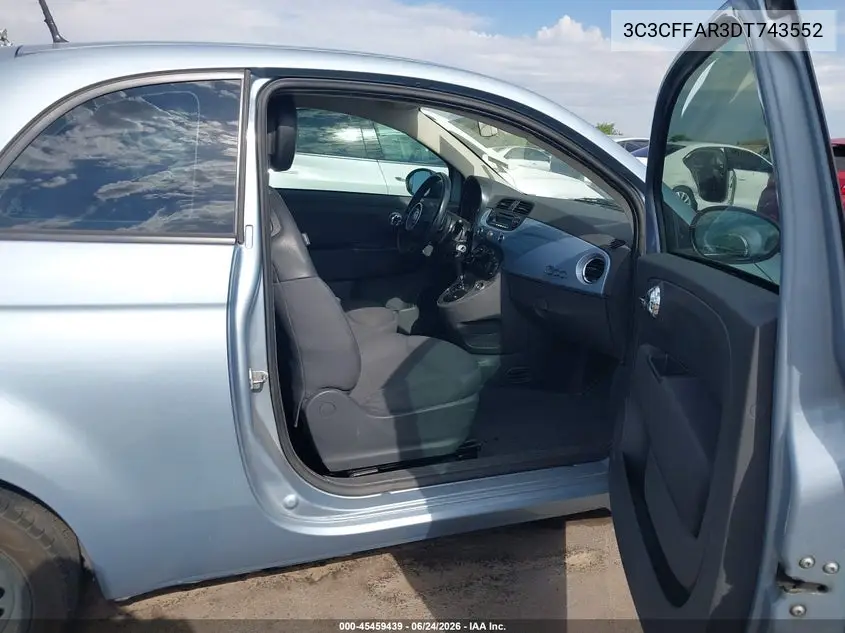 2013 Fiat 500 Pop VIN: 3C3CFFAR3DT743552 Lot: 45459439
