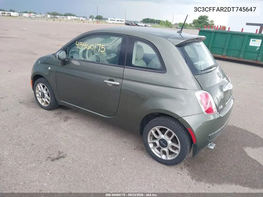 2013 Fiat 500 Pop VIN: 3C3CFFAR2DT745647 Lot: 45460175