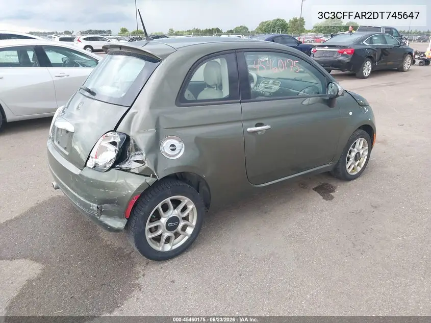 2013 Fiat 500 Pop VIN: 3C3CFFAR2DT745647 Lot: 45460175