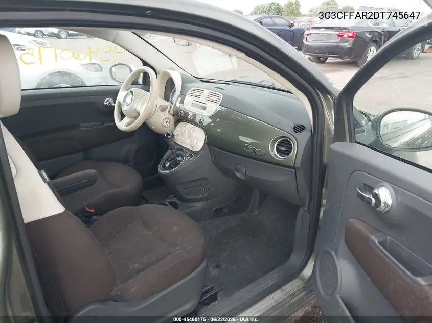 2013 Fiat 500 Pop VIN: 3C3CFFAR2DT745647 Lot: 45460175