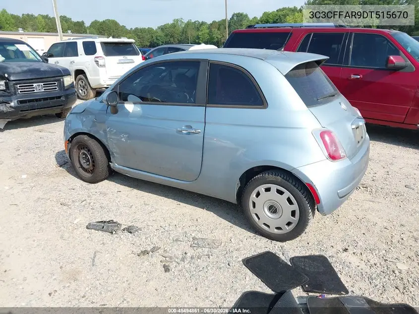 2013 Fiat 500 Pop VIN: 3C3CFFAR9DT515670 Lot: 45494861