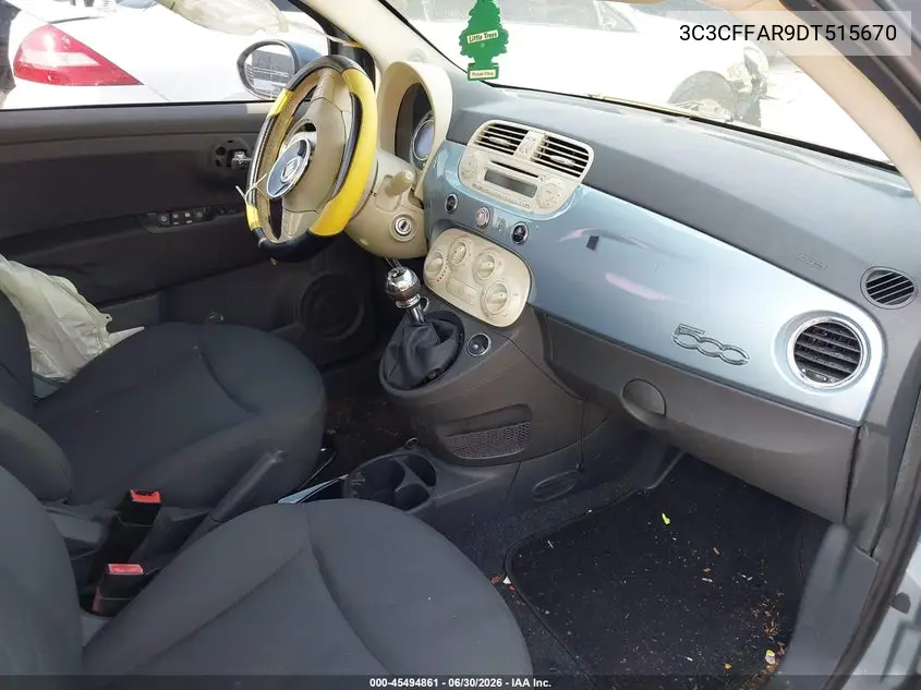 2013 Fiat 500 Pop VIN: 3C3CFFAR9DT515670 Lot: 45494861