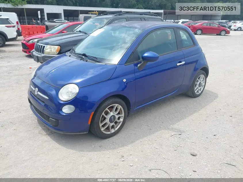 2013 Fiat 500 Pop VIN: 3C3CFFAR1DT570551 Lot: 45517727