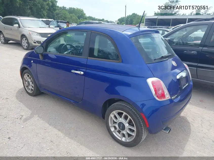 2013 Fiat 500 Pop VIN: 3C3CFFAR1DT570551 Lot: 45517727