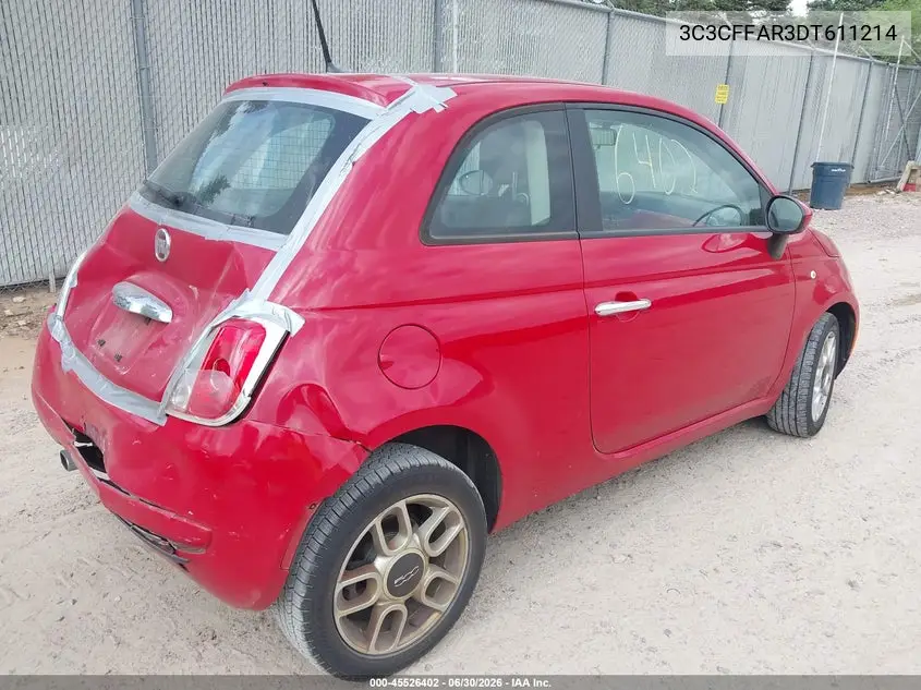 2013 Fiat 500 Pop VIN: 3C3CFFAR3DT611214 Lot: 45526402